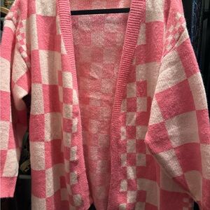 Pink Checkered Women's Sweater